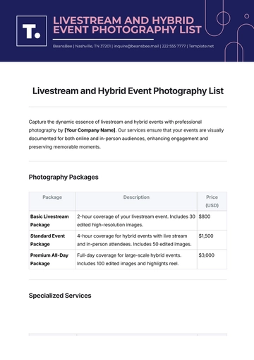 Free Livestream and Hybrid Event Photography List Template to Edit Online