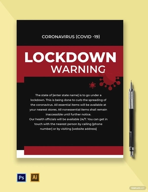 Coronavirus COVID-19 Lockdown Warning Flyer Template
