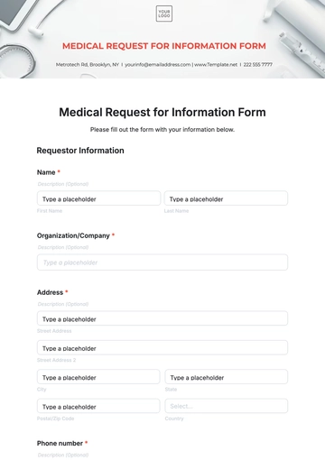 Free Medical Request for Information Form Template to Edit Online