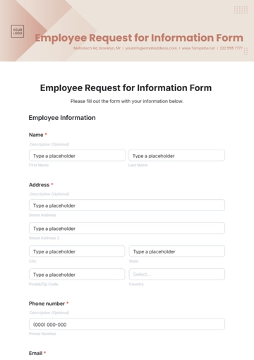 Free Employee Request for Information Form Template to Edit Online