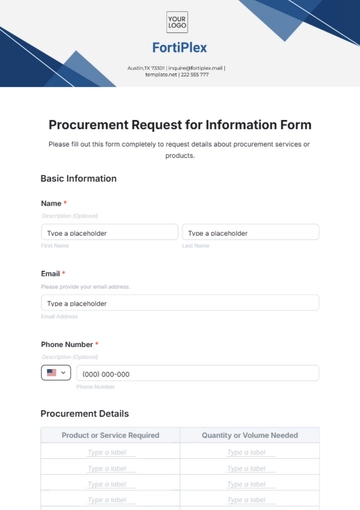 Free Procurement Request for Information Form Template to Edit Online