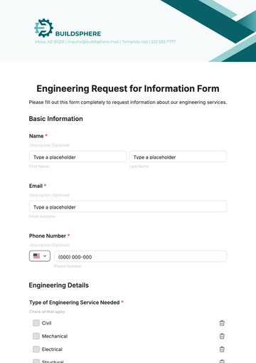 Free Engineering Request for Information Form Template to Edit Online