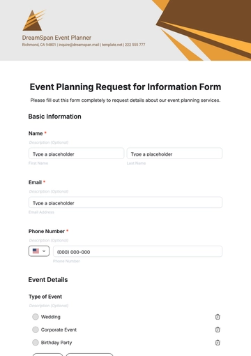 Free Event Planning Request for Information Form Template to Edit Online