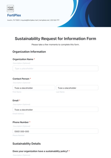 Free Sustainability Request for Information Form Template to Edit Online