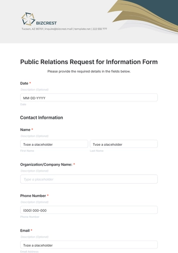 Free Public Relations Request for Information Form Template to Edit Online