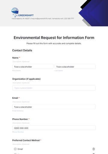 Free Environmental Request for Information Form Template to Edit Online