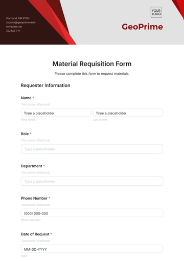 Free Material Requisition Form Template to Edit Online