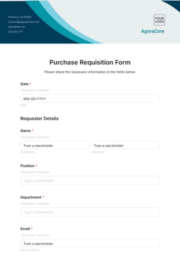 Free Purchase Requisition Form Template to Edit Online