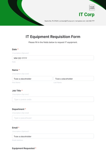 Free IT Equipment Requisition Form Template to Edit Online