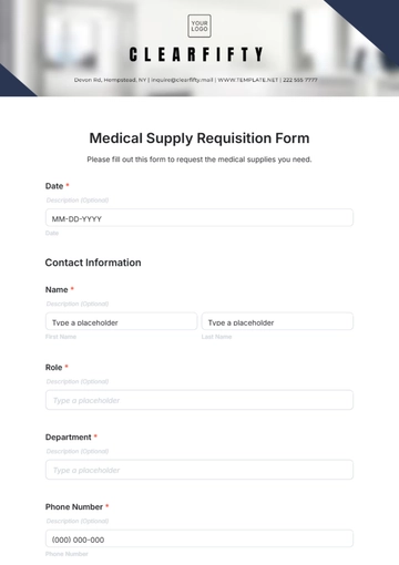 Free Medical Supply Requisition Form Template to Edit Online