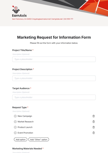 Free Marketing Request for Information Form Template to Edit Online