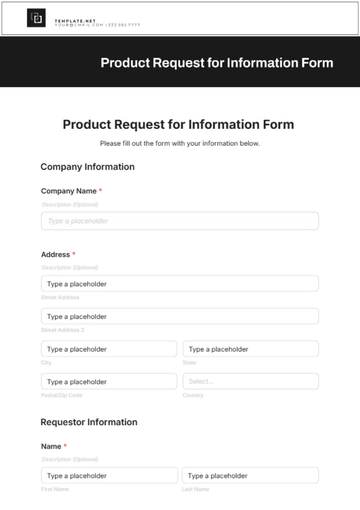 Free Product Request for Information Form Template to Edit Online