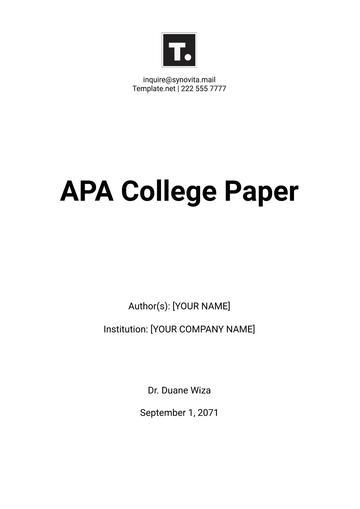 Free Professional APA College Paper Template to Edit Online