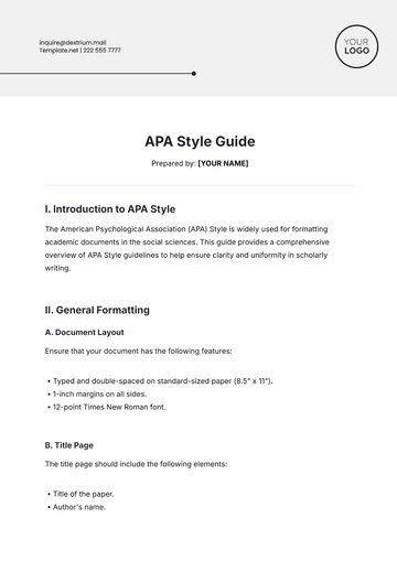 Free APA Style Guide Template to Edit Online
