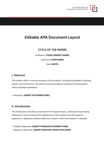 Free Editable APA Document Layout Template to Edit Online