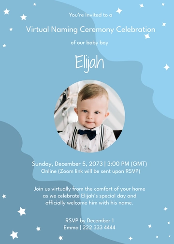 Free Digital Naming Ceremony Invitation Template to Edit Online