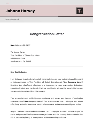 Free Congratulation Letter Template to Edit Online