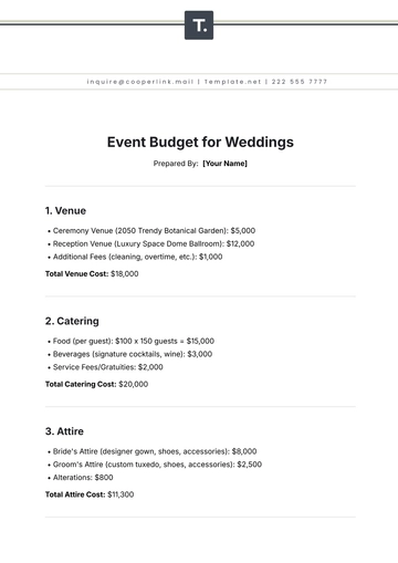 Free Event Budget Template for Weddings to Edit Online
