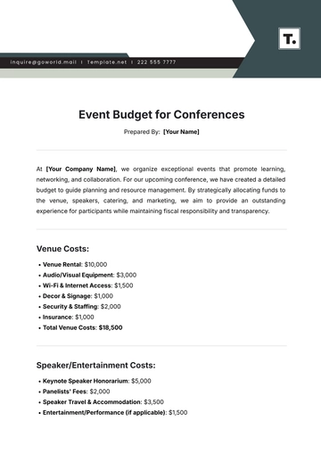 Free Event Budget Template for Conferences to Edit Online