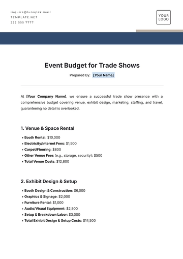 Free Event Budget Template for Trade Shows to Edit Online