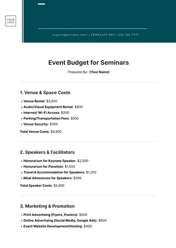 Free Event Budget Template for Seminars to Edit Online