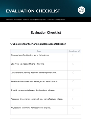 Free Evaluation Checklist Template to Edit Online