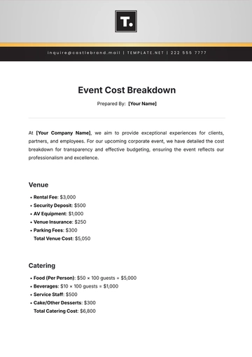 Free Event Cost Breakdown Template to Edit Online