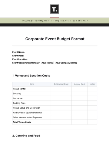 Free Corporate Event Budget Format Template to Edit Online