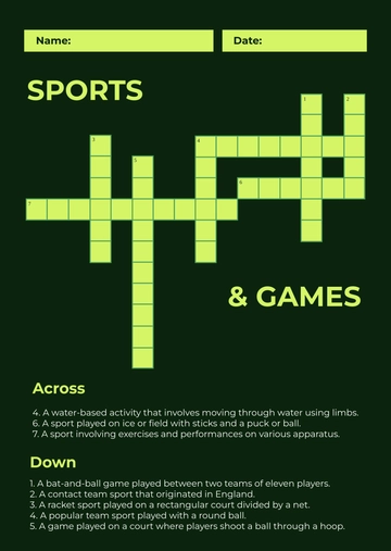 Free Editable Mini Crossword Template to Edit Online