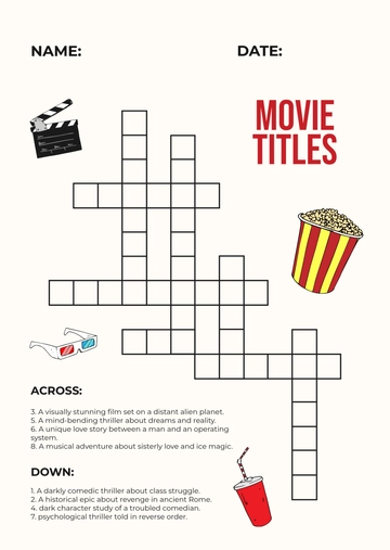 Free Mini Crossword Puzzle for Friends Template to Edit Online