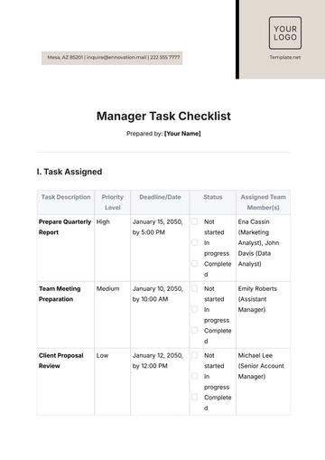 Free Manager Task Checklist Template to Edit Online Free Manager Task Checklist Template to Edit Online