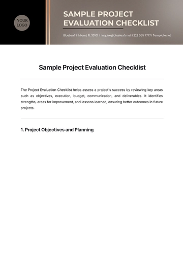 Free Sample Project Evaluation Checklist Template to Edit Online