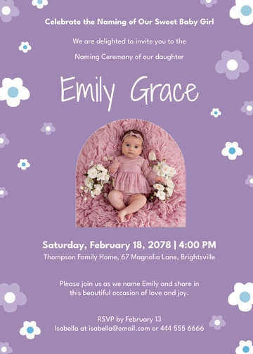 Free Naming Ceremony Invitation Template For Girl to Edit Online