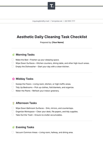 Free Aesthetic Daily Cleaning Task Checklist Template to Edit Online