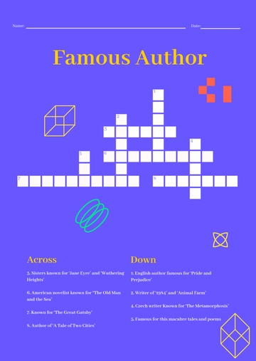 Free Interactive Mini Crossword Puzzle Template to Edit Online