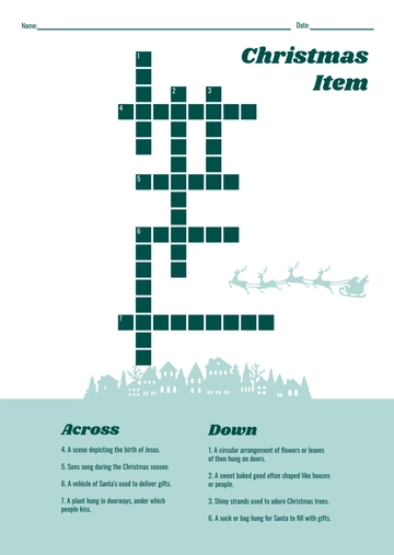 Free Holiday Mini Crossword Template to Edit Online