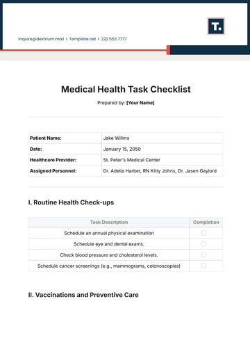 Free Medical Health Task Checklist Template to Edit Online Free Medical Health Task Checklist Template to Edit Online