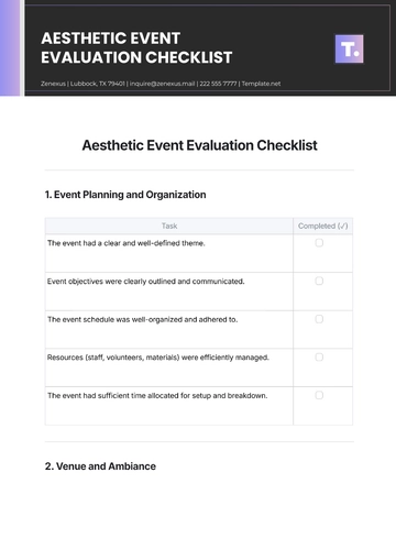 Free Aesthetic Event Evaluation Checklist Template to Edit Online