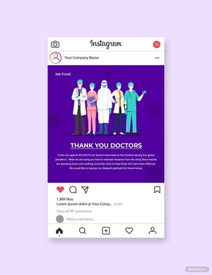 Coronavirus COVID-19 Thank You Doctors Instagram Post Template