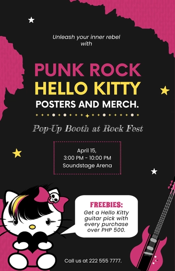 Free Punk Rock Hello Kitty Poster Template to Edit Online