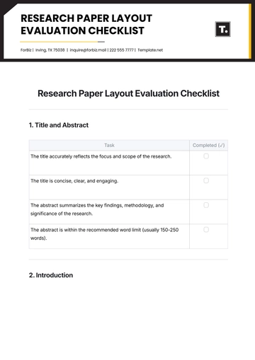 Free Research Paper Layout Evaluation Checklist Template to Edit Online