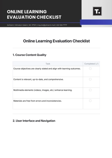 Free Online Learning Evaluation Checklist Template to Edit Online