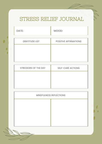 Free Stress Relief Journal Template to Edit Online