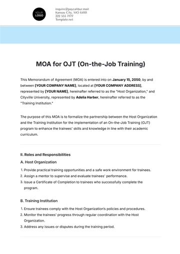 Free MOA for OJT (On-the-Job Training) Template to Edit Online