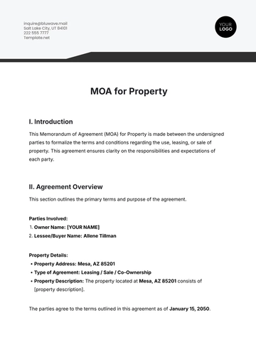 Free MOA for Property Template to Edit Online