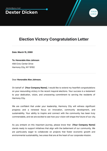 Free Election Victory Congratulation Letter Template to Edit Online