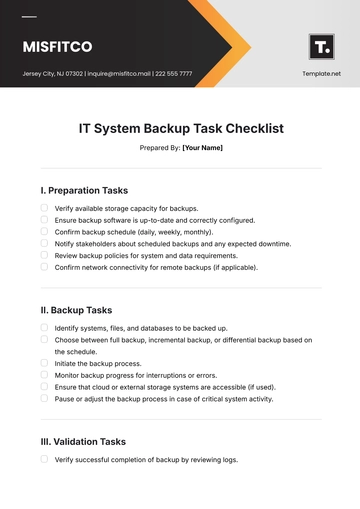 Free IT System Backup Task Checklist Template to Edit Online Free IT System Backup Task Checklist Template to Edit Online