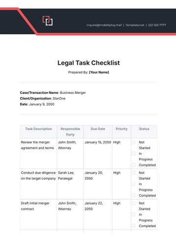 Free Legal Task Checklist Template to Edit Online Free Legal Task Checklist Template to Edit Online