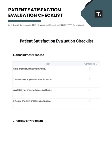 Free Patient Satisfaction Evaluation Checklist Template to Edit Online