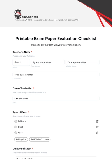 Free Printable Exam Paper Evaluation Checklist Template to Edit Online